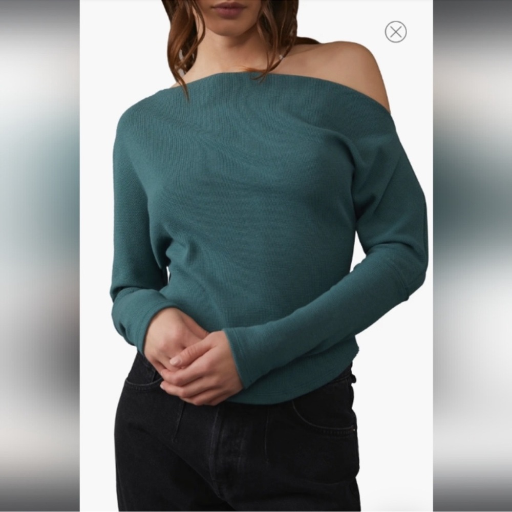 We the Free by Free People Fuji Off the Shoulder Top Color Turquoise Size M